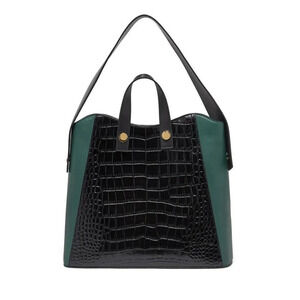 Lizzie Fortunato Friday Small Croc-Embossed Leather Shopper Tote Bag in Black